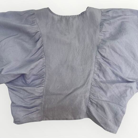 Zara Purple Crop Top Plunging Deep V-Neck Crop Puff Sleeve Coquette Size XS NWT - Picture 12 of 12